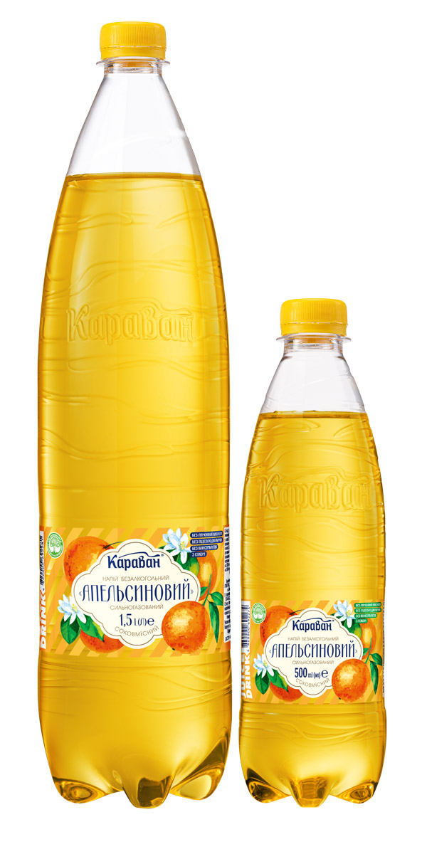 Напій безалкогольний «Зі смаком апельсина» 1.5л, 0.5л