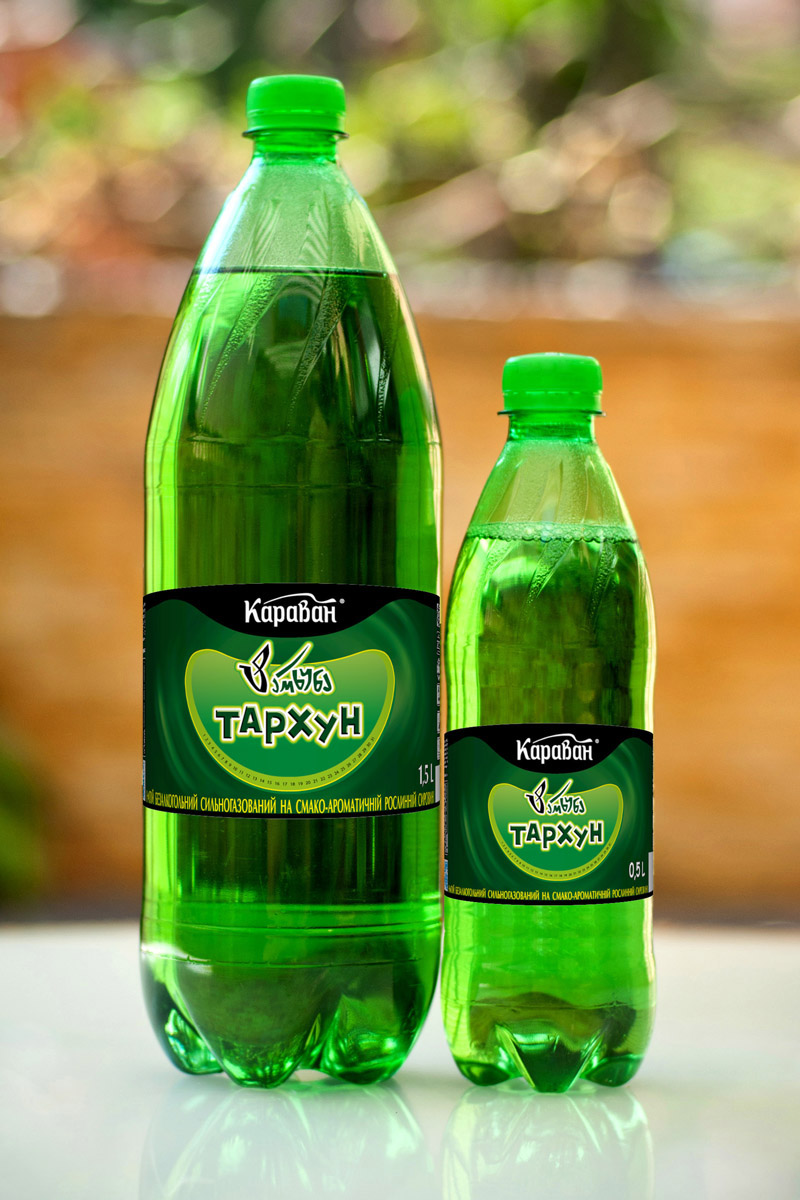 Напій безалкогольний сильногазований на смако-ароматичній рослинній сировині «Тархун» 1.5л, 0.5л